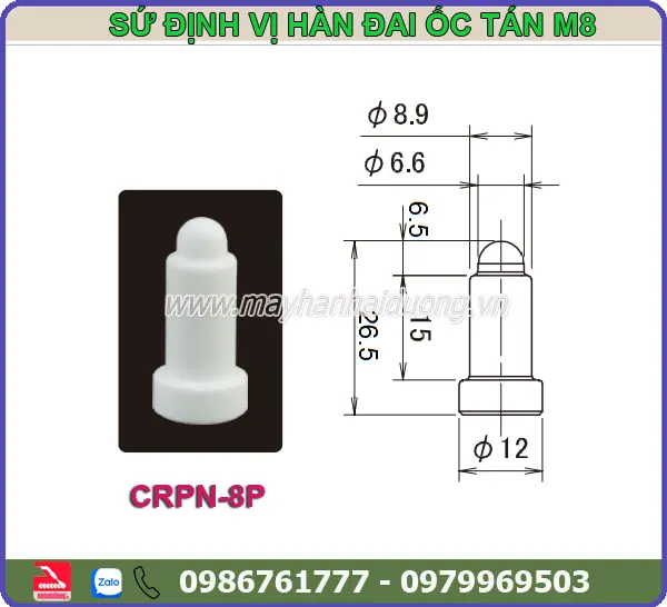 SỨ ĐỊNH VỊ HÀN ĐAI ỐC TÁN M8