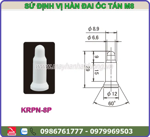 SỨ ĐỊNH VỊ HÀN ĐAI ỐC TÁN M8